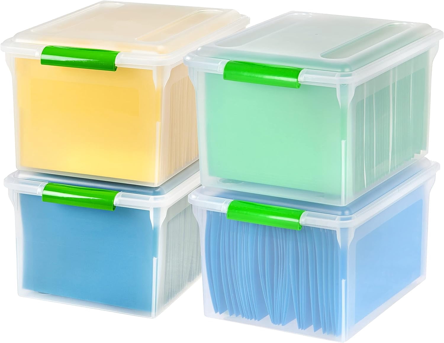 Stackable Plastic File Box IRIS USA File Box File Organizer Plastic File Box for Letter/Legal File ...