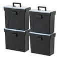 thumbnail image 1 of IRIS USA File Box Slim Portable File Organizer Plastic File Box for Letter File w/ Organizer-Lid, BPA-Free Plastic Storage Organizer with Secure Buckle and Handle, Black 4 Pack, 1 of 8
