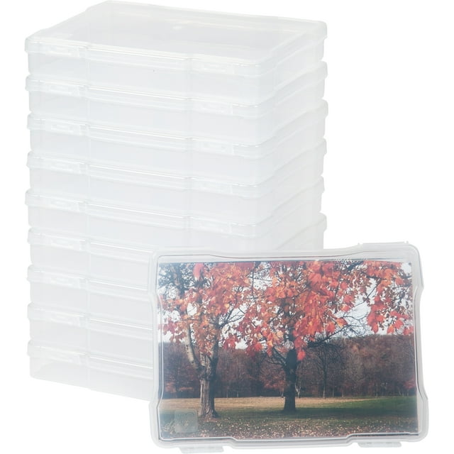 IRIS USA Fits 5" x 7" Photos, Scrapbook Paper Storage Cases, for Organizing Art and Crafting Supplies, Stationery, Small Items, Washi Tape Nail Polish Rounded Corner, Clear, 10-Pack