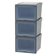IRIS Flip-Up Door Plastic Drawers, Under Bed Storage Bins, Stackable, Modular 3Pk