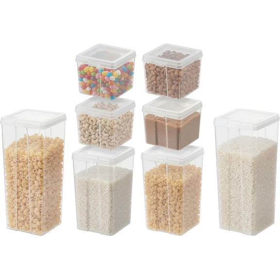 IRIS Food Storage Containers with Flip-Top Lid, Stackable Pantry & Kitchen Containers, Clear Combo, 8Pk