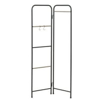 IRIS USA Free-Standing Clothing Rack, Clothes Organizer, Foldable, Metal Garment Rack, BLack