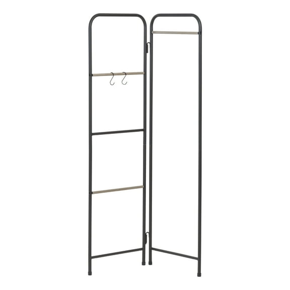 IRIS USA Free-Standing Clothing Rack, Clothes Organizer, Foldable, Metal Garment Rack, BLack