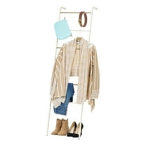 IRIS USA Free-Standing Clothing Rack, Clothes Organizer, Ladder Style, Metal Garment Rack, White