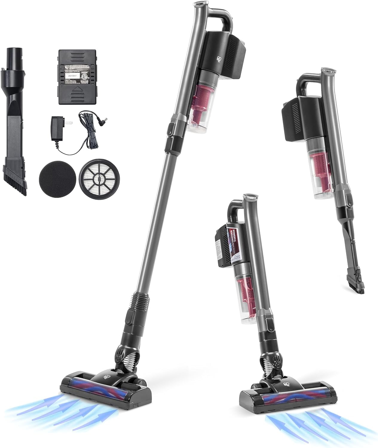 IRIS USA High Power Cordless Stick Vacuum Cleaner with Replaceable
