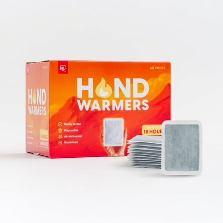 IRIS USA, Inc. Hand Warmers – Large, 60 Individual Warmers, Long-Lasting Up to 18 Hours for Warm and hot Hands - On The Go, Disposable, Handwarmers for Hands and Feet, Winter Essentials, White