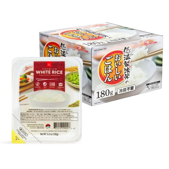 IRIS USA Instant Microwavable White Rice, Gluten Free Vegan, 6Pk