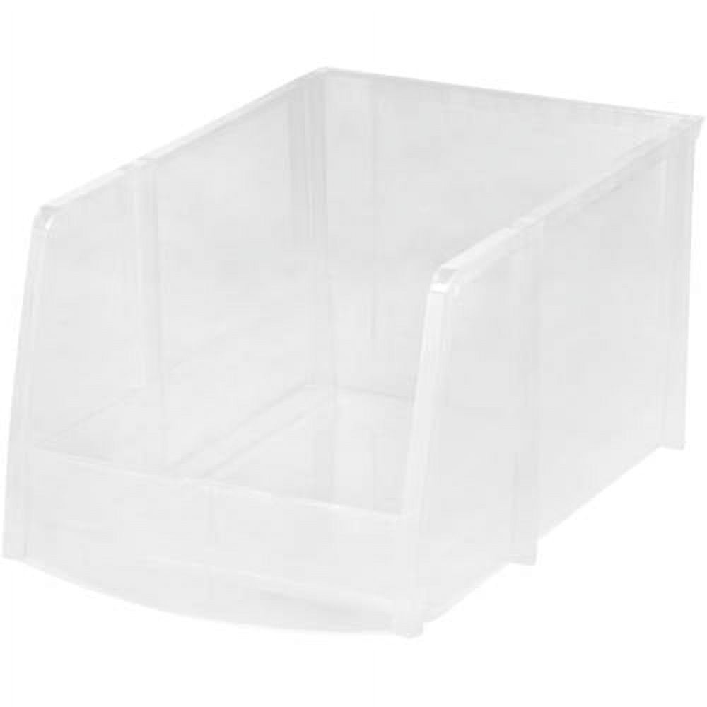 IRIS USA 4 Pack Jumbo Plastic Open Front Stackable Storage Bin, Clear