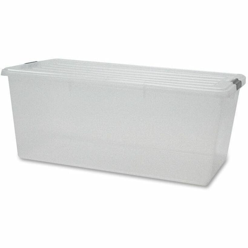 Clear Plastic Stackable Storage Box with Latch Lid, 91 Quart