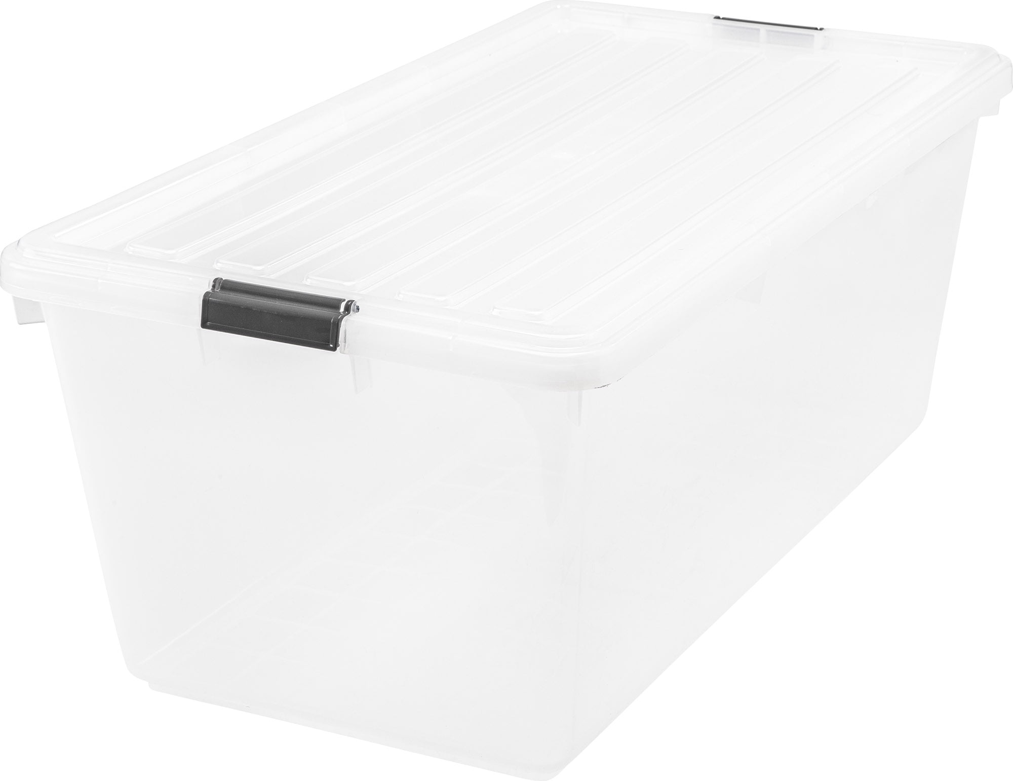 Clear Plastic Stackable Storage Box with Latch Lid, 91 Quart