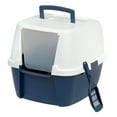 thumbnail image 1 of IRIS USA Jumbo Enclosed Hooded Cat Litter Box with Front Door Flap and Scoop, Navy, 1 of 9