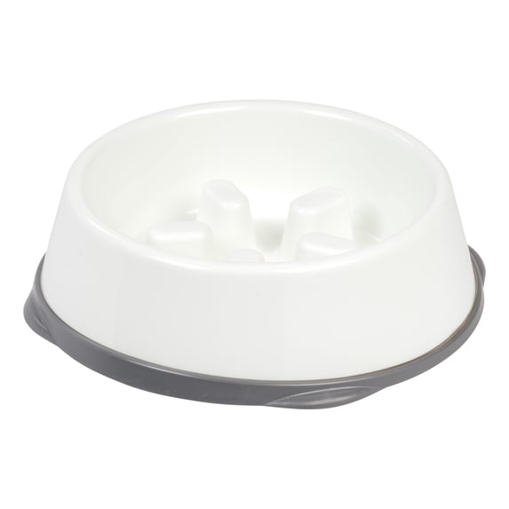 IRIS Large Slow Feeding Bowl for Short Snouted Pets, White/Gray