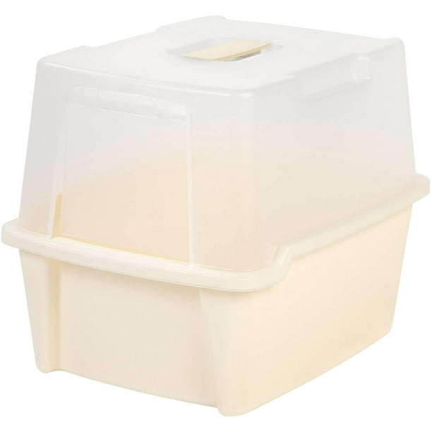 IRIS USA, Large SplitHood Litter Box with Scoop and Grate, White