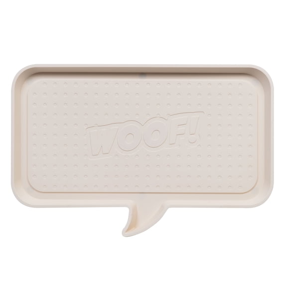 IRIS USA Large "WOOF" Feeding Mat for Dog or Cat, White
