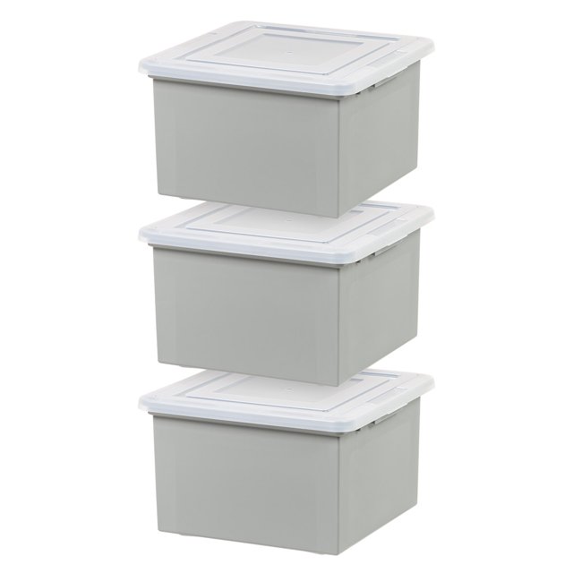 IRIS USA Legal & Letter Size Plastic File Organizer Box with Snap Tight