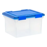 IRIS USA Letter and Legal Size Plastic File Storage Box with WeatherPro™ Gasket Lid, Blue