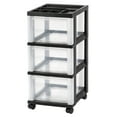 thumbnail image 1 of IRIS USA Medium 3 Drawer Cart with Organizer Top, Black, 1 of 10