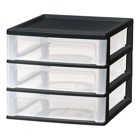 IRIS Medium 3-Drawer Stacking Desktop Organizer, Plastic Drawer Storage Container for Stationery Art Craft