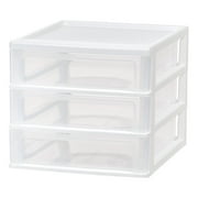 IRIS Medium 3-Drawer Stacking Desktop Organizer, Plastic Drawer Storage Container for Stationery Art Craft