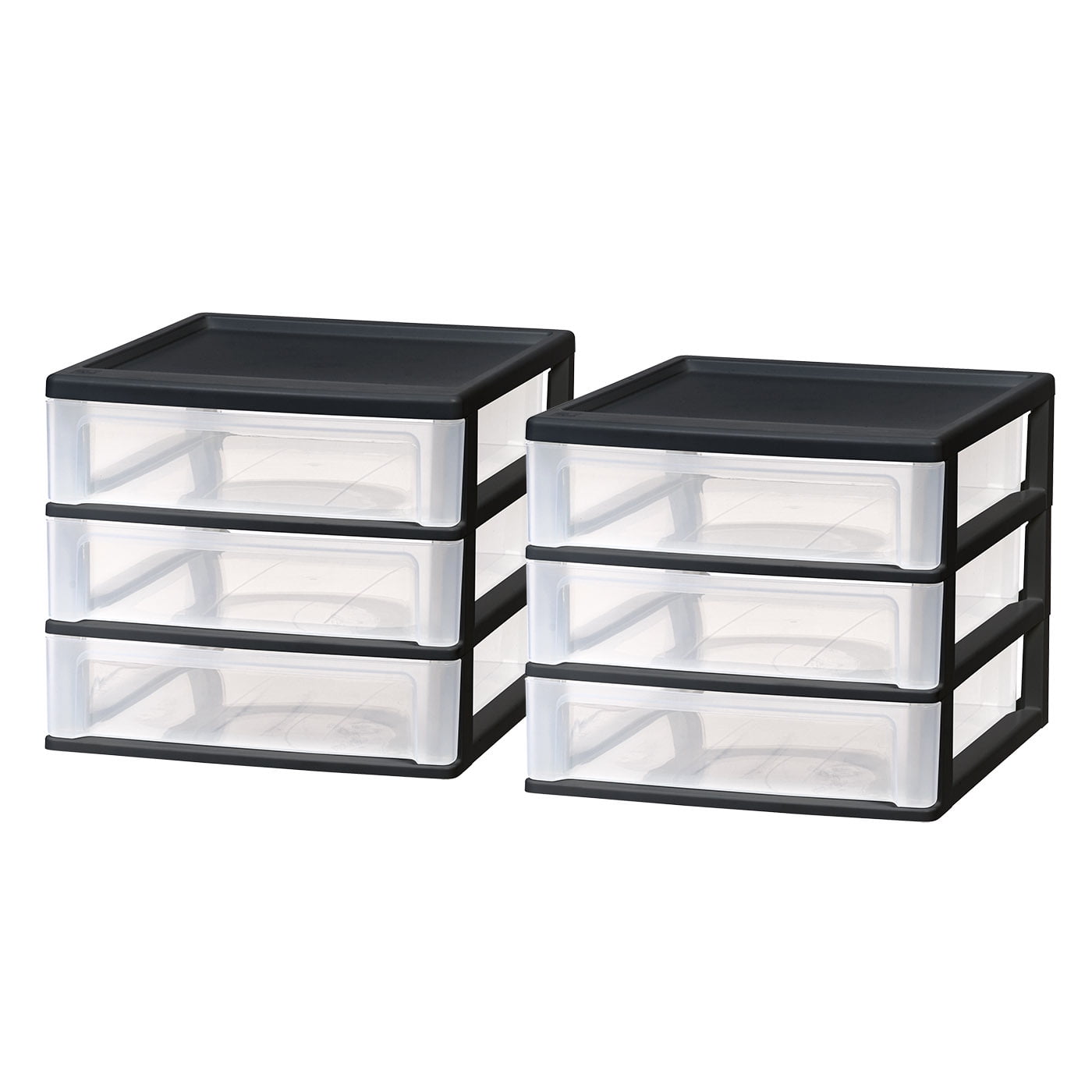 Medium Black Plastic 3-Drawer Desktop Organizer, 2-Pack