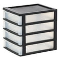thumbnail image 1 of IRIS Medium 4-Drawer Compact Desktop Organizer, Stacking Desktop Unit, Black-Clear, Single Pk, 1 of 10