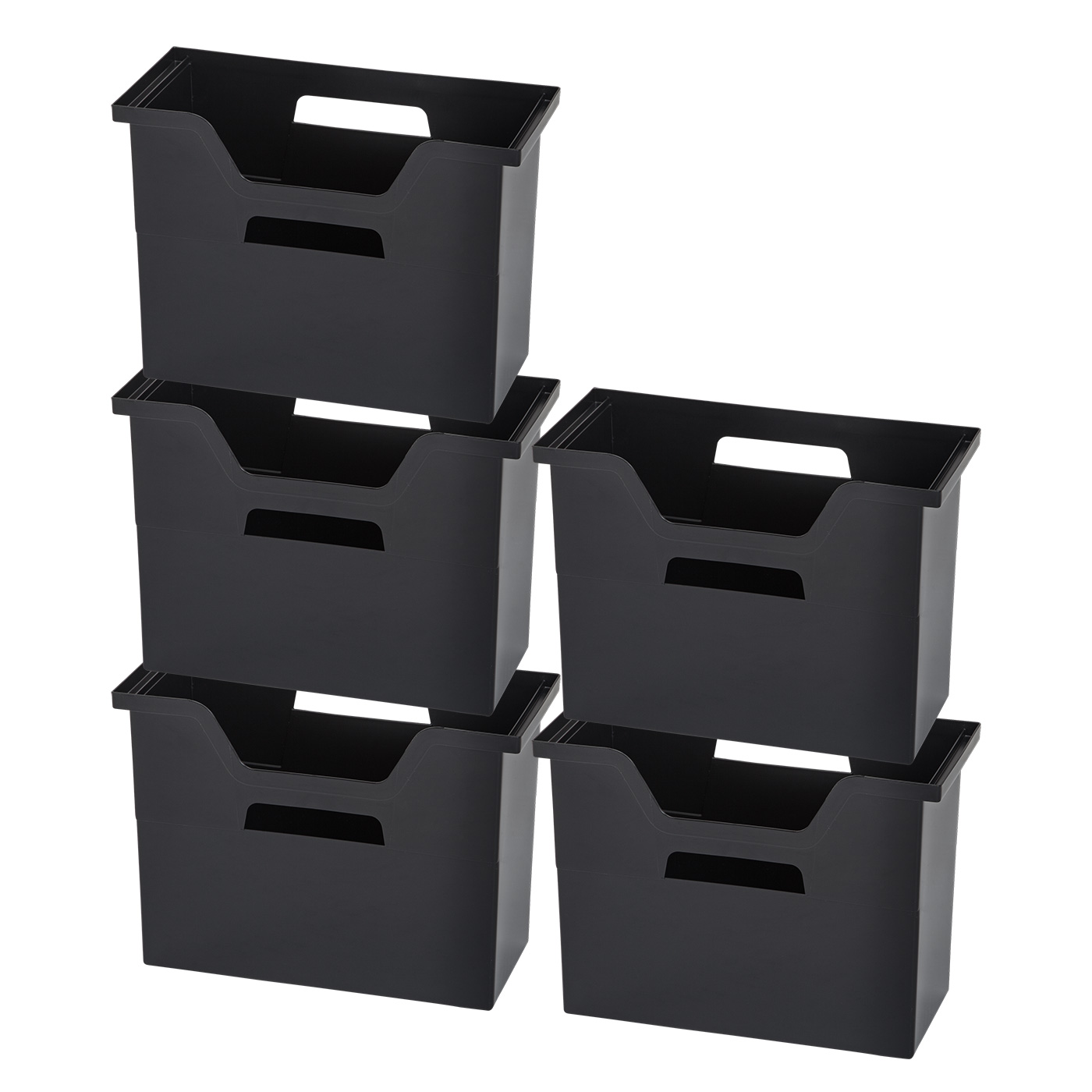 IRIS USA, Medium Desktop File Box, Black, Set of 5