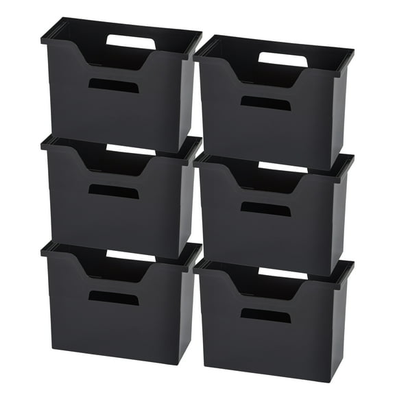IRIS Medium Portable Desktop File Box with Open Lid, Side Handles, Hanging File Folders, Tabs & Inserts, 6Pk