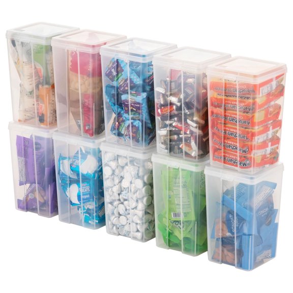 IRIS USA Vertical Flip Top Storage Container, Plastic Bins with Lids, Clear, 10 Pack