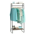 thumbnail image 1 of IRIS USA Metal Garment Rack with 2 Wood Shelves, Black and Dark Brown, 1 of 6
