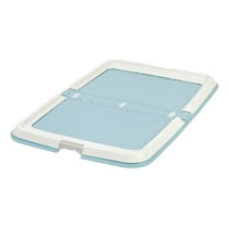 IRIS USA Pee Pad Holder, Fits 23.5"x35.5" or Larger, XL, Marking and Leg Lifting Dog Pad Hoder, Foldable, Secured Latches, Non-Skid Rubber Feet, High Polish Finish for Easy Cleaning, Blue