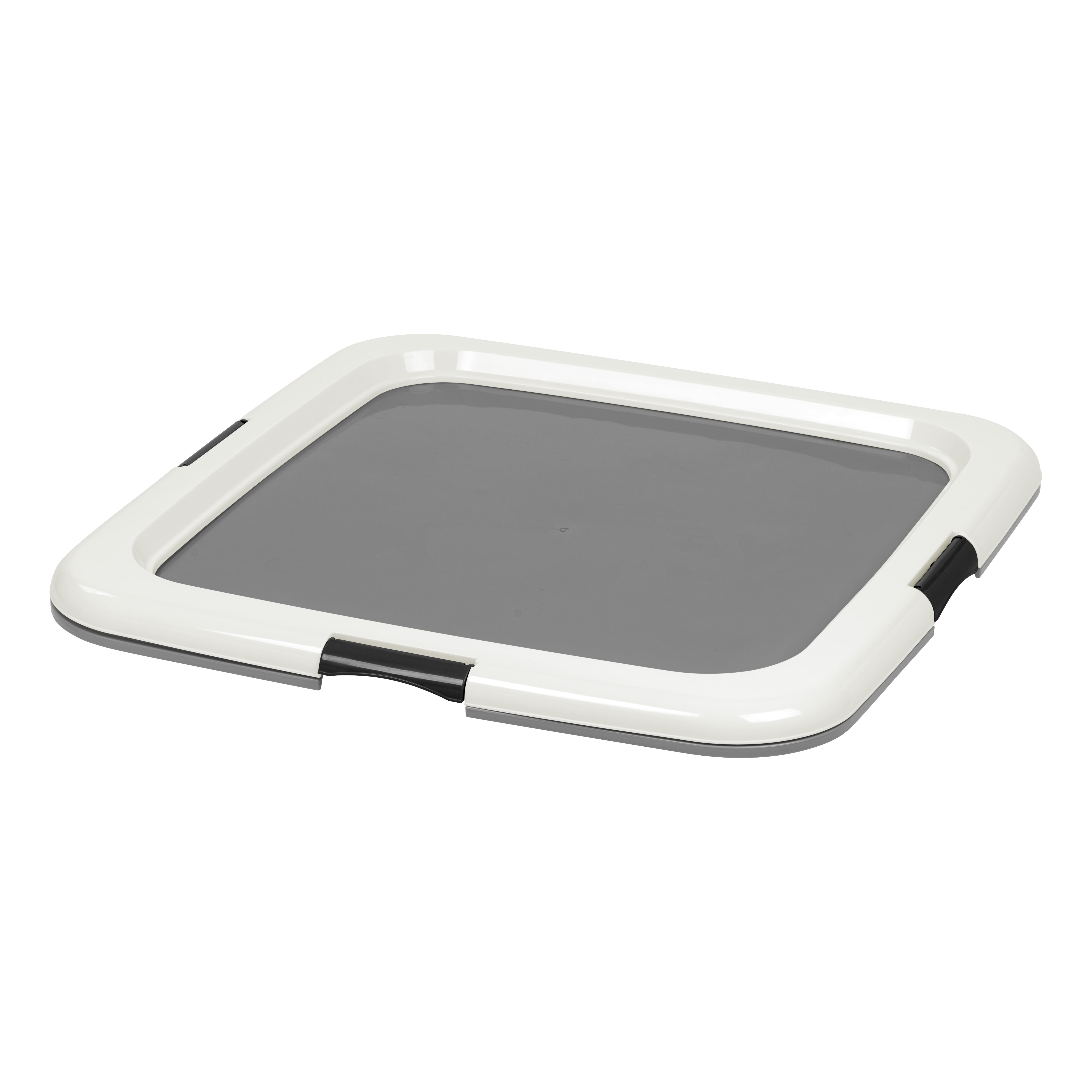 Gray and White Plastic Dog Pee Pad Holder with Non-Skid Feet