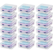IRIS USA Pencil Case Box Storage Container for Organizing with Snap Lid, 18-Pack, Big capacity Stackable Plastic Pen Pouch for Craft Hobby Art Supplies Journaling Stationery Sticker, Clear, Small