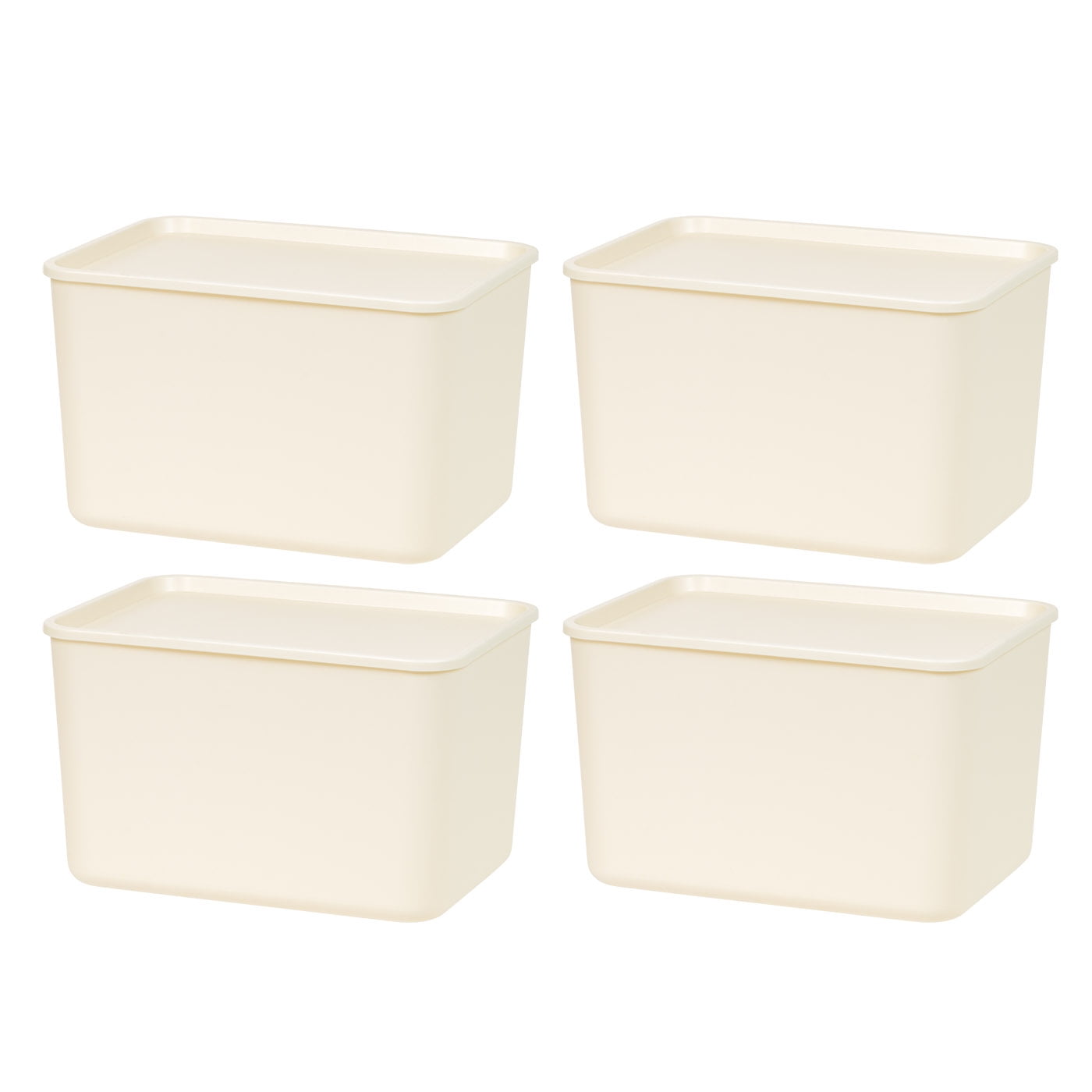 Large Off-White Plastic Stackable Lidded Storage Bins