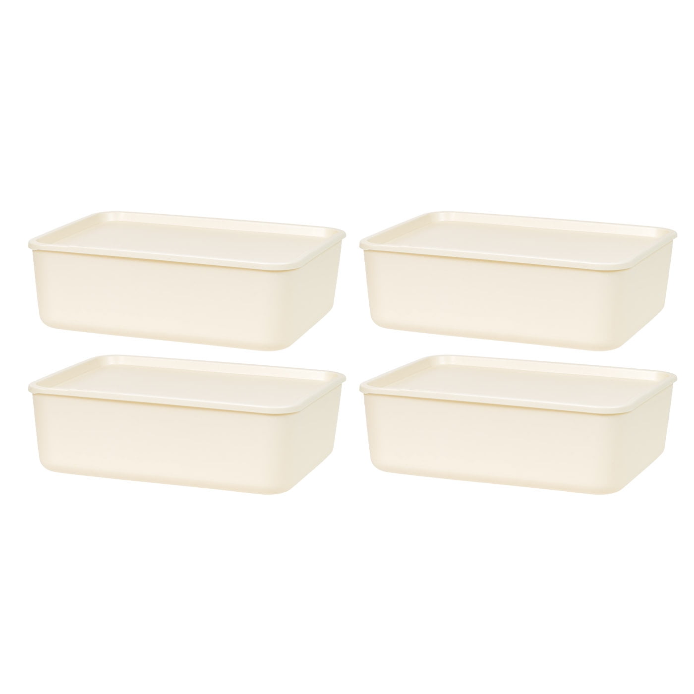 Medium Off-White Plastic Stackable Storage Bins with Lids