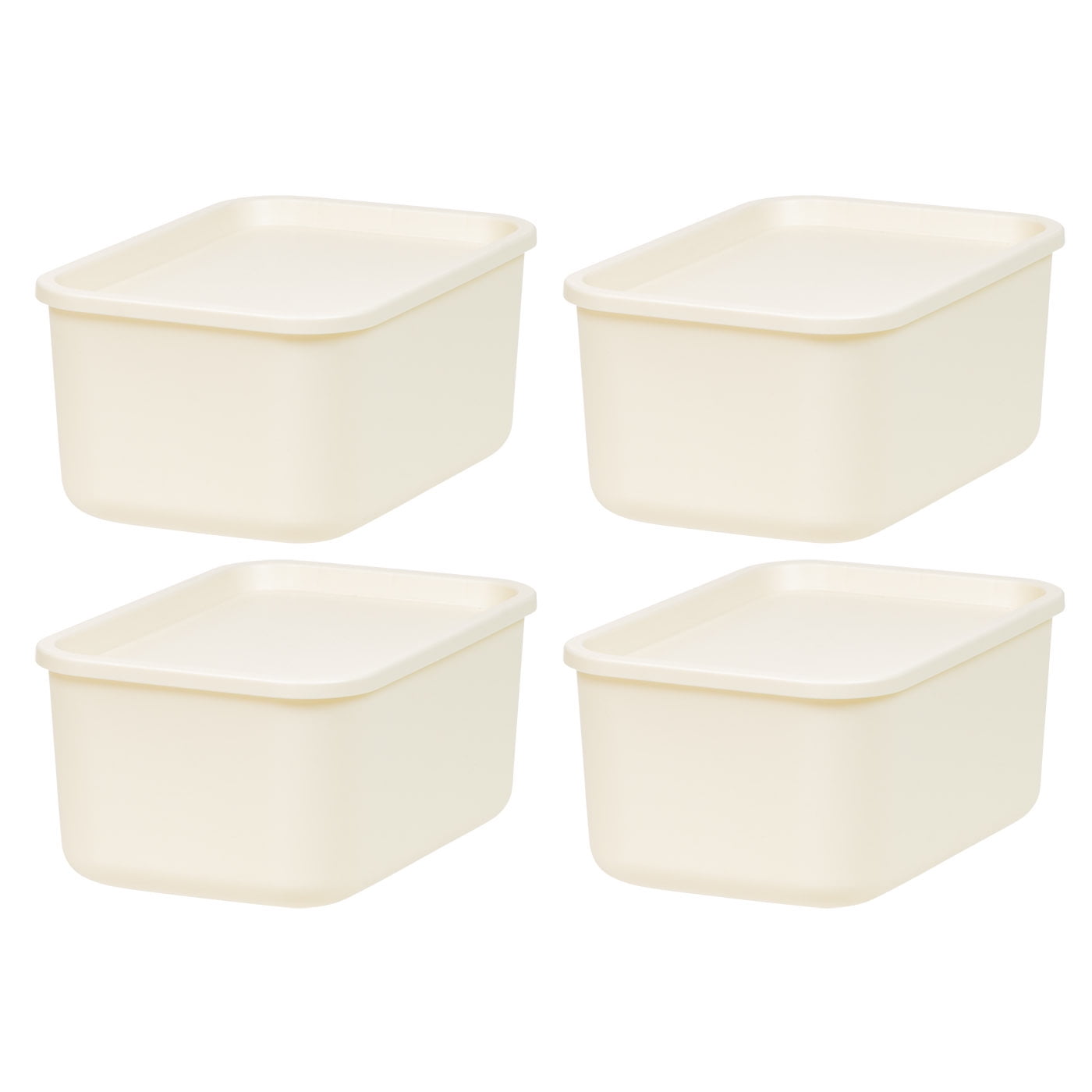 Small Off-White Plastic Stackable Lidded Storage Bins