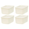 thumbnail image 1 of IRIS USA Plastic Modular Basket Bin & Lid, Small, 4-Pack, Stackable Lidded Storage Organizer Bins for-Kitchen-Bathroom and Bedroom, OFF White, 1 of 4