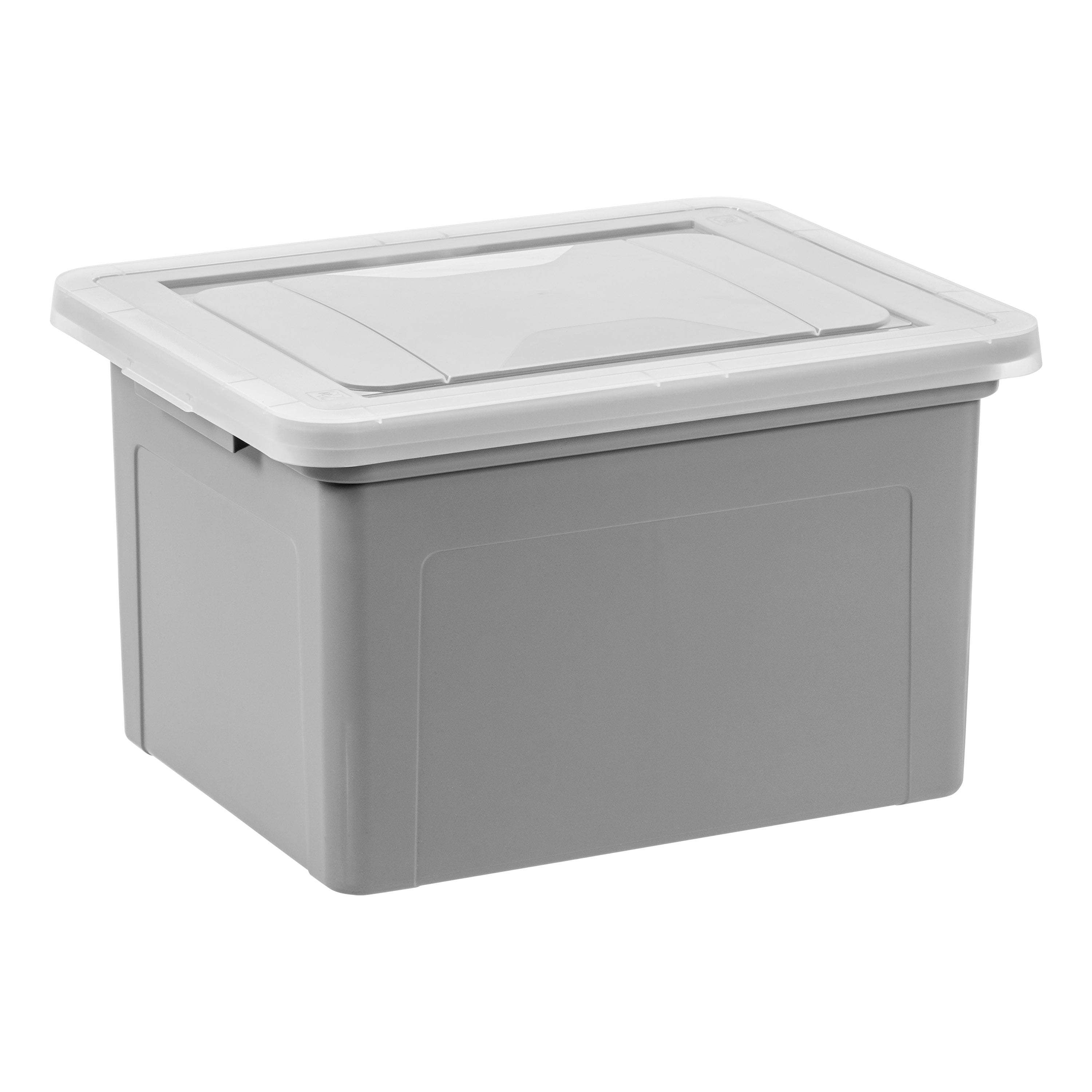 Gray 18" Plastic Storage Bin with Snap-Tight Lid