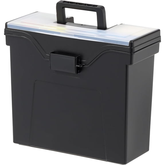 IRIS Portable File Box With Handle, Letter Files, Lockable, Black