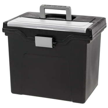 Advantus File Tote Storage Box w/Lid, Legal/Letter, Plastic, Black ...