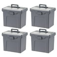 thumbnail image 1 of IRIS, Portable Plastic File Box with Organizer Lid, Letter Size, Gray, 4 Pk, 1 of 12