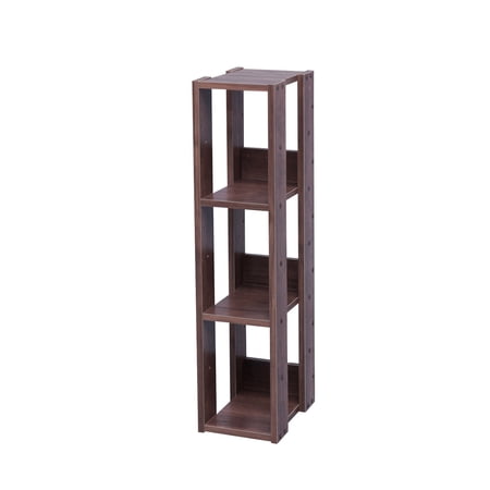 IRIS USA Rack 3-Shelf Open Wood Shelving Unit, Slim, Brown
