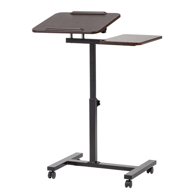 IRIS USA, Rolling Laptop Computer Desk Cart With Side Table, Brown