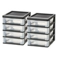 thumbnail image 1 of IRIS Small 4-Drawer Compact Desktop Organizer, Stacking Desktop Unit, Black-Clear, Set of 2, 1 of 6
