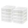 thumbnail image 1 of IRIS Small 4-Drawer Compact Desktop Organizer, Stacking Desktop Unit, White-Clear, Set of 2, 1 of 8