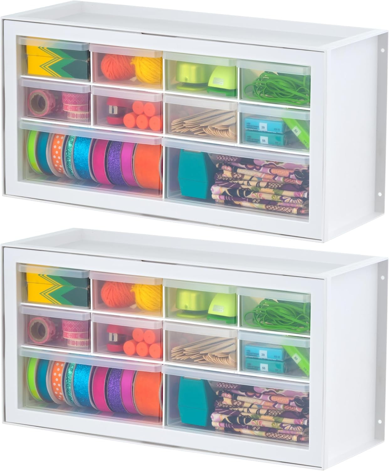 IRIS Small Drawer Organizer Storage, 10-Drawer Craft Cabinet, 2Pk