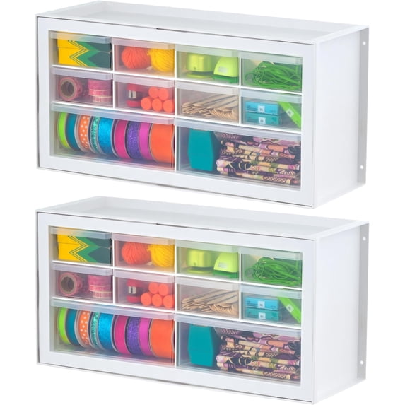 IRIS Small Drawer Organizer Storage, 10-Drawer Craft Cabinet, 2Pk