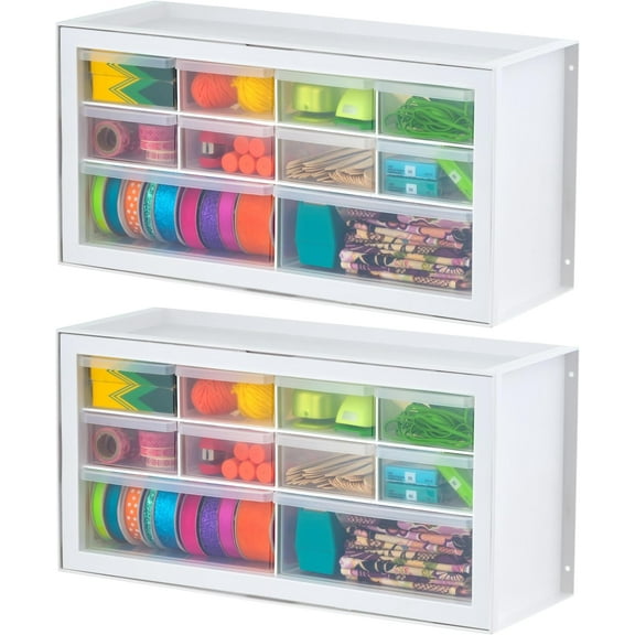 IRIS USA Small Drawer Organizer Storage, 10-Drawer Craft Cabinet, 2Pk