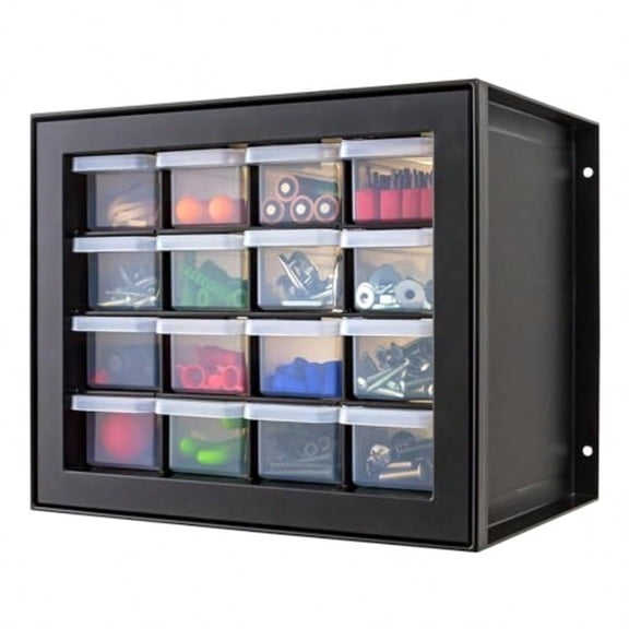IRIS USA Small Plastic Drawer Organizer 16-Drawer Stackable Teacher Toolbox Crayon Small Parts Bead Building Bricks Screw Garage Desk Storage Cabinet Drink and Water Flavor Packet Organizer Black