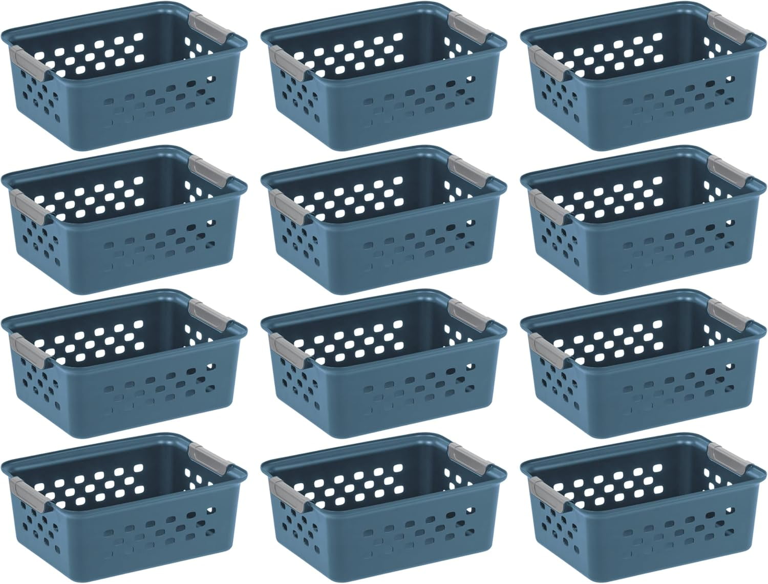 Navy Blue Small Plastic Storage Basket Set, 12-Pack