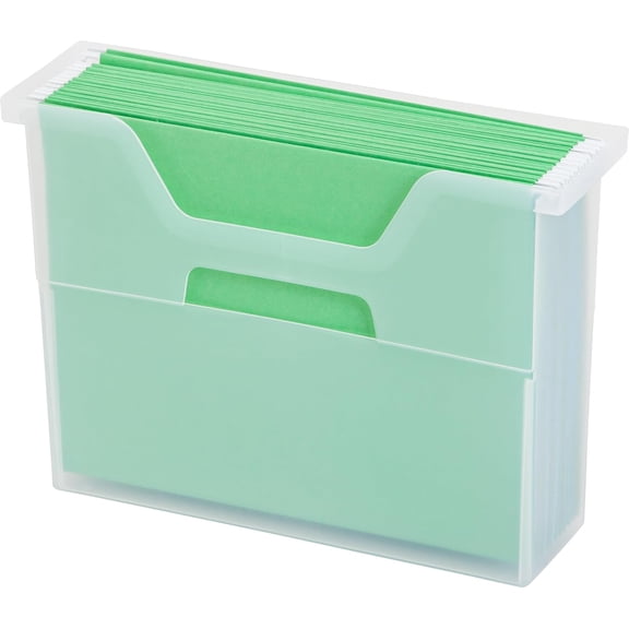 IRIS Small Portable Desktop File Box with Open Top, Letter Size, Clear